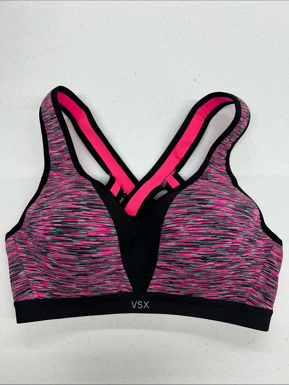 VSX Pink & Black Space-Dye Racerback Sports Bra